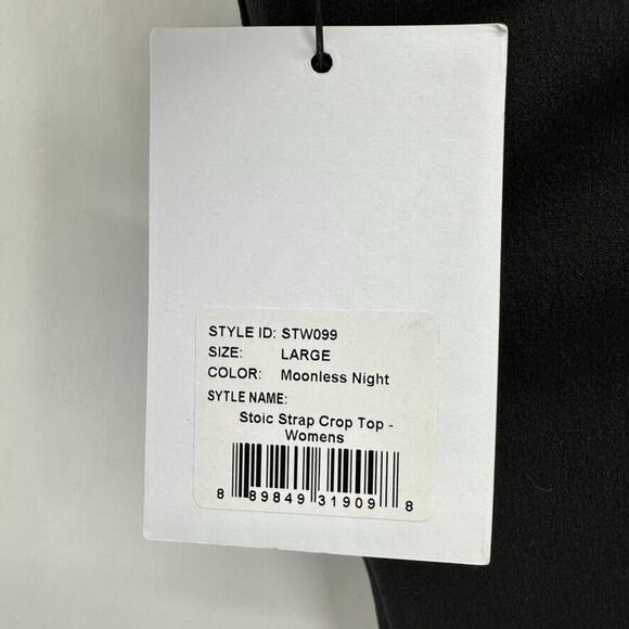 NWT Stoic Y Strap Crop Top Black Size L Racerback Activewear Gym Lounge Preppy - Picture 4 of 6